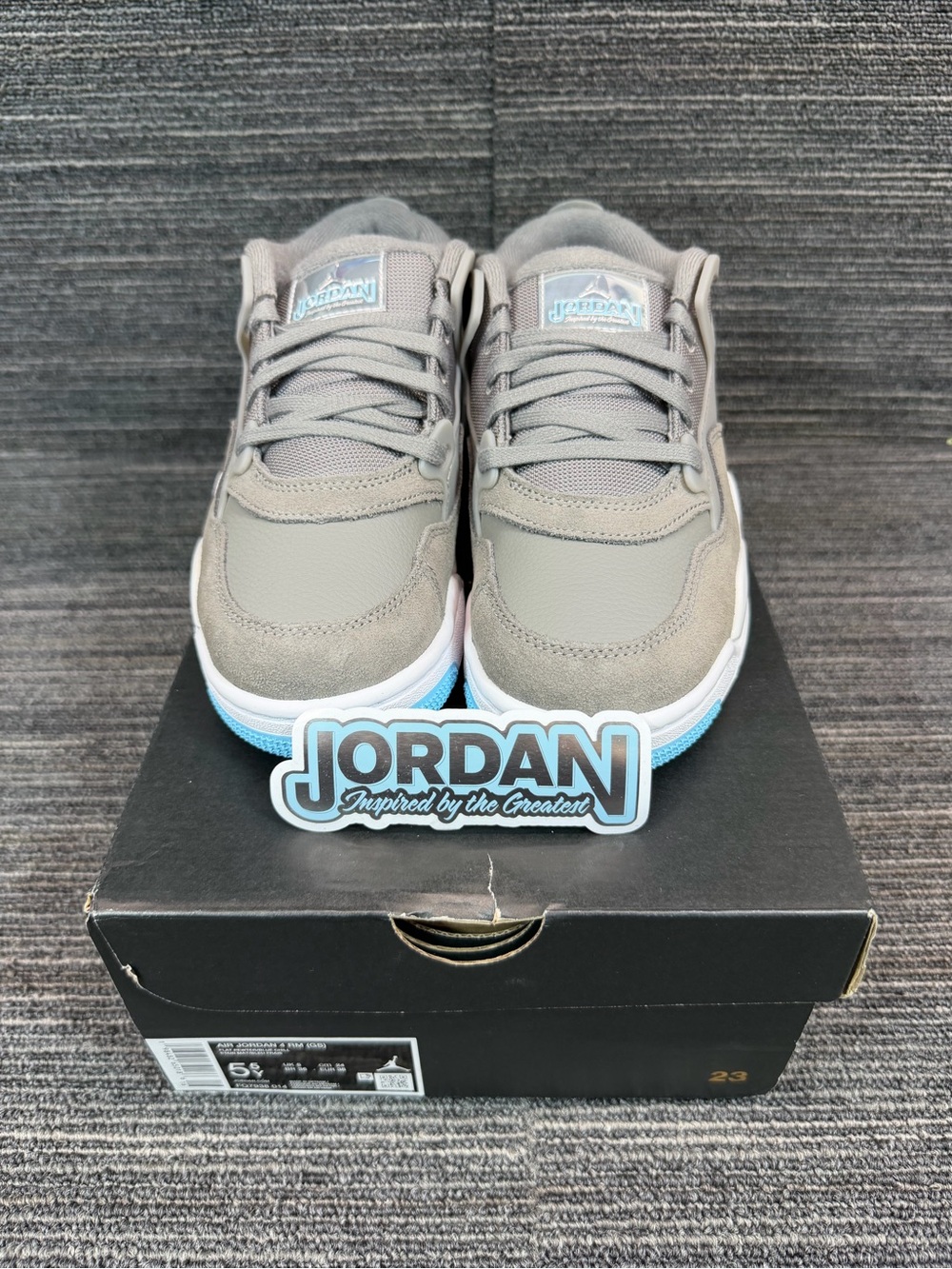 Air Jordan 4 RM (GS) Kids' 5.5Y Flat Pewter/Photon Dust/Blue Chill Low Top New